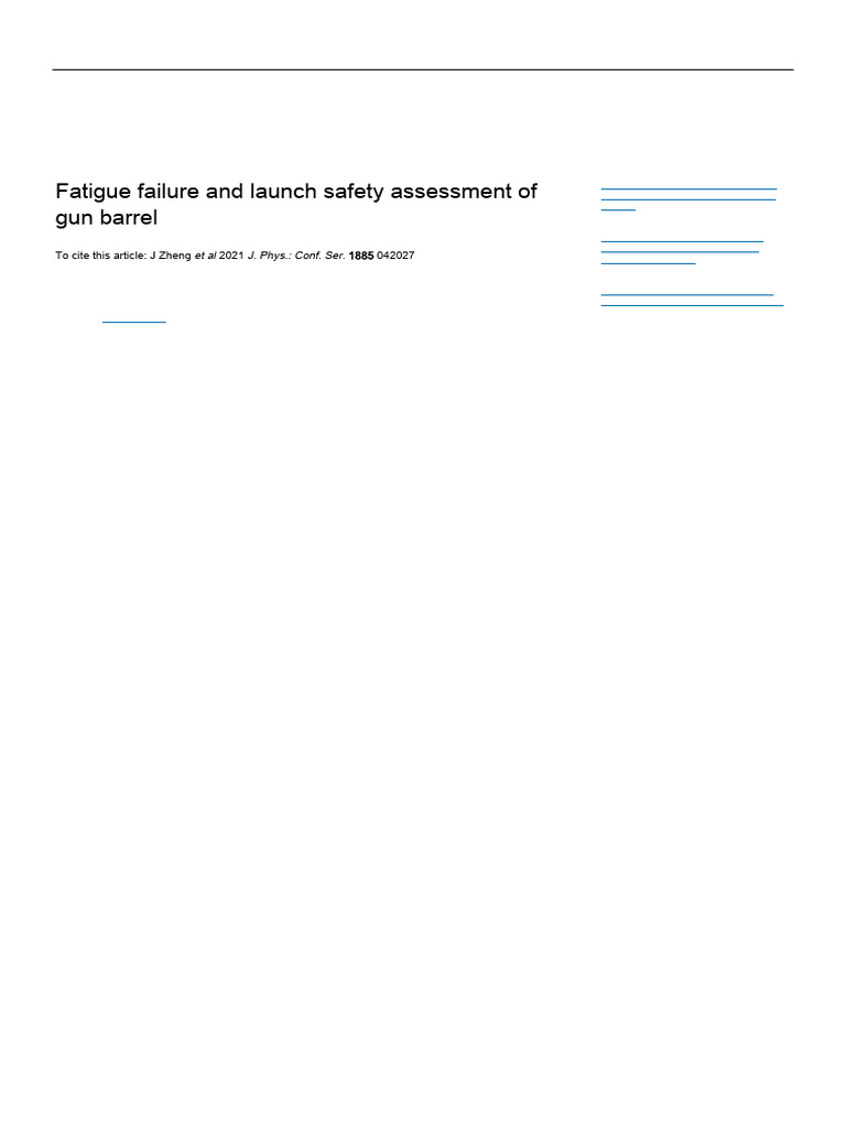 ARTICOLO, Fatigue Failure and Launch Safety Assessment of Gun Barrel ...