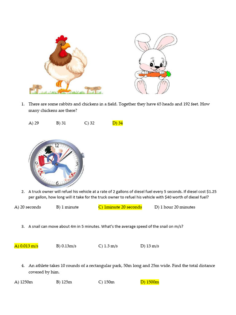 Grade 5-6 Math Problem Set | PDF | Chess Openings | Chess Theory