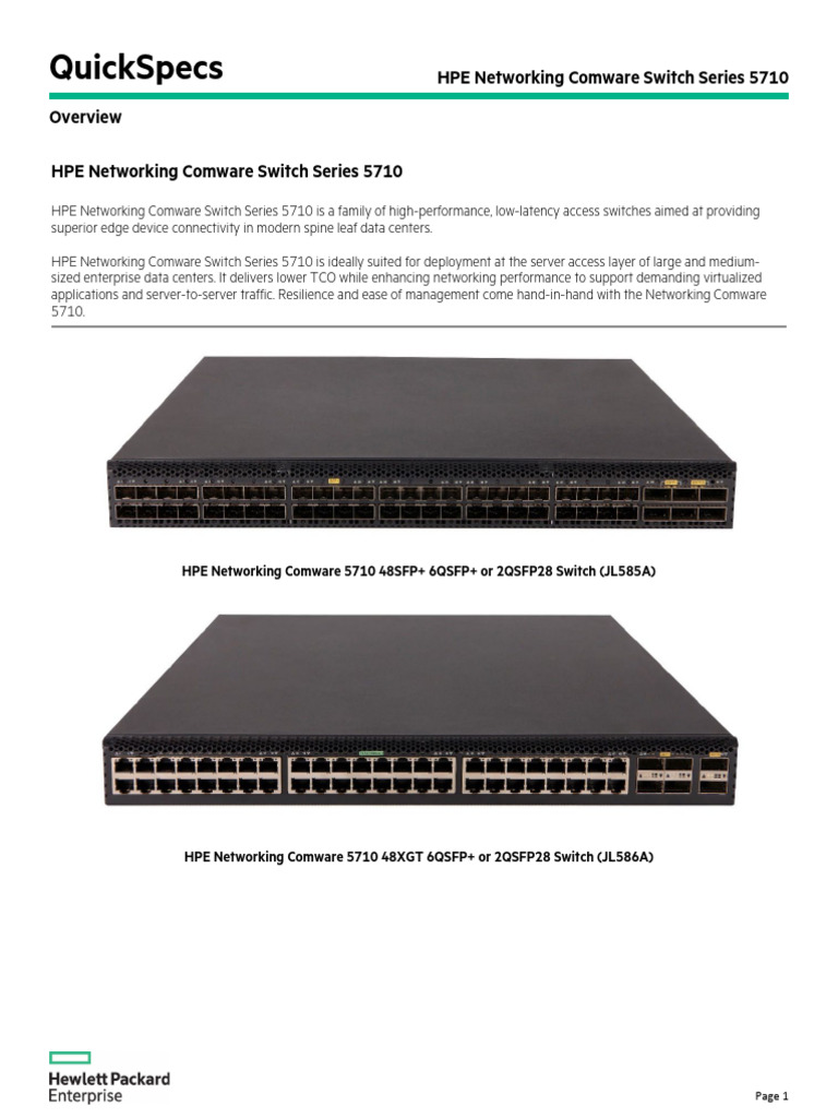 HPE Networking Comware Switch Series 5710-A00045647enw | PDF | Computer ...