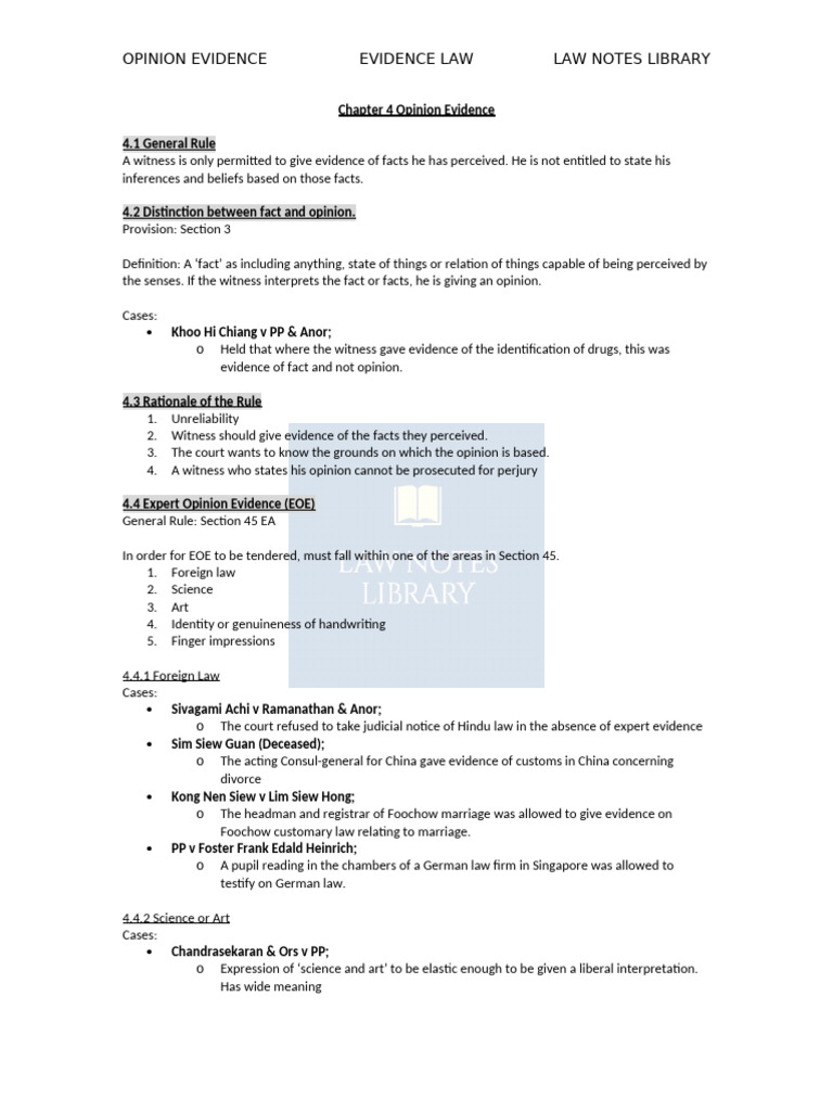 Understanding Opinion Evidence Law | PDF | Evidence | Expert Witness