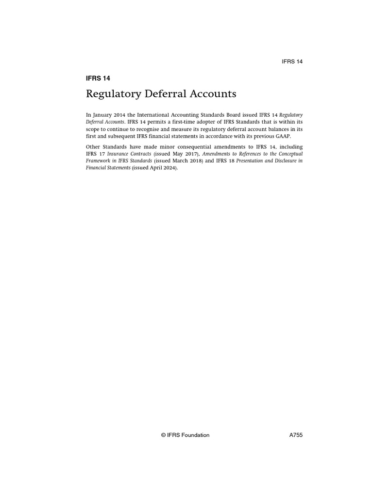IFRS 14: Regulatory Deferral Accounts | PDF | International Financial ...