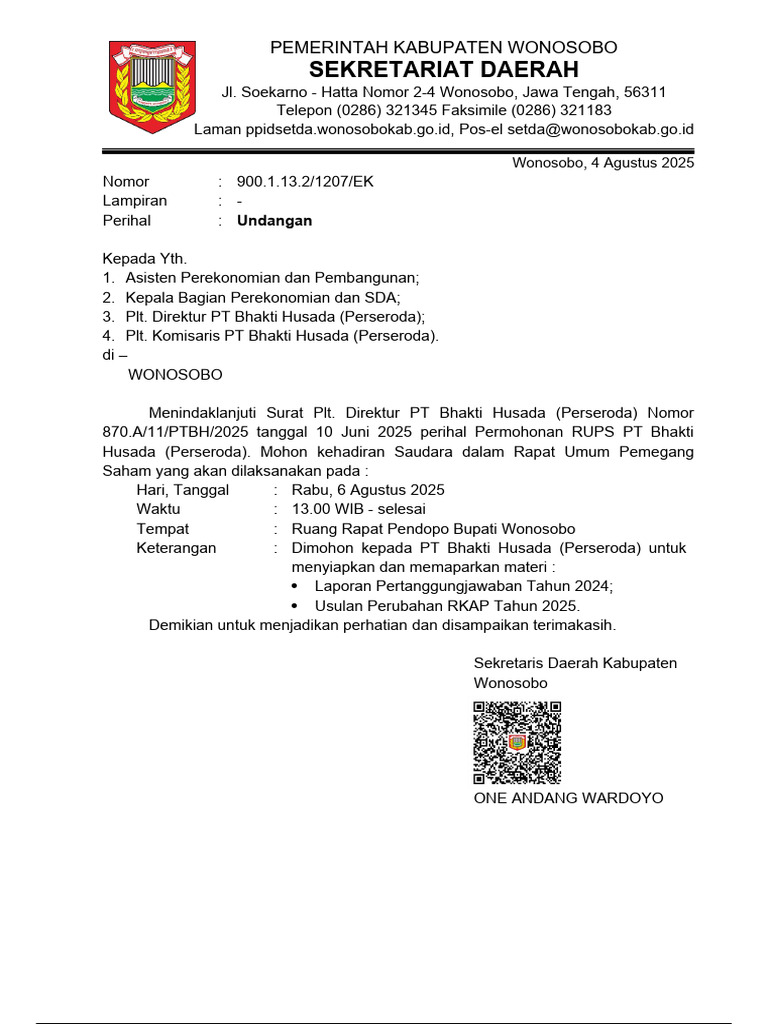 Undangan RUPS PT Bhakti Husada | PDF