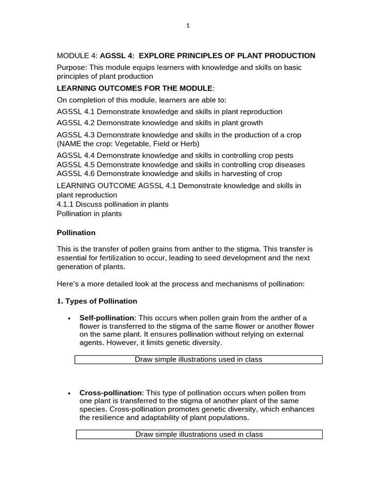 Principles of Plant Production Module | PDF | Pollination | Seed