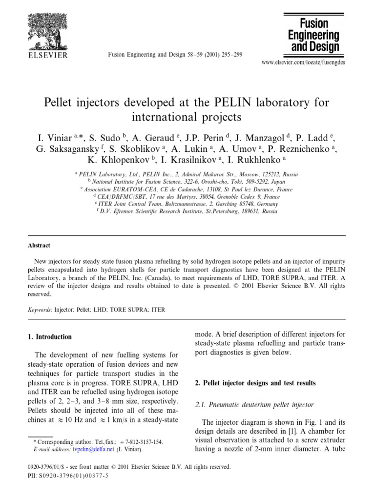 Pellet Fusion Engineering 58 295 | PDF | Fuel Injection | Fusion Power