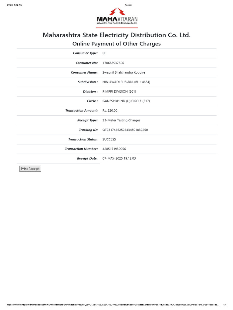 Swapnil Receipt | PDF