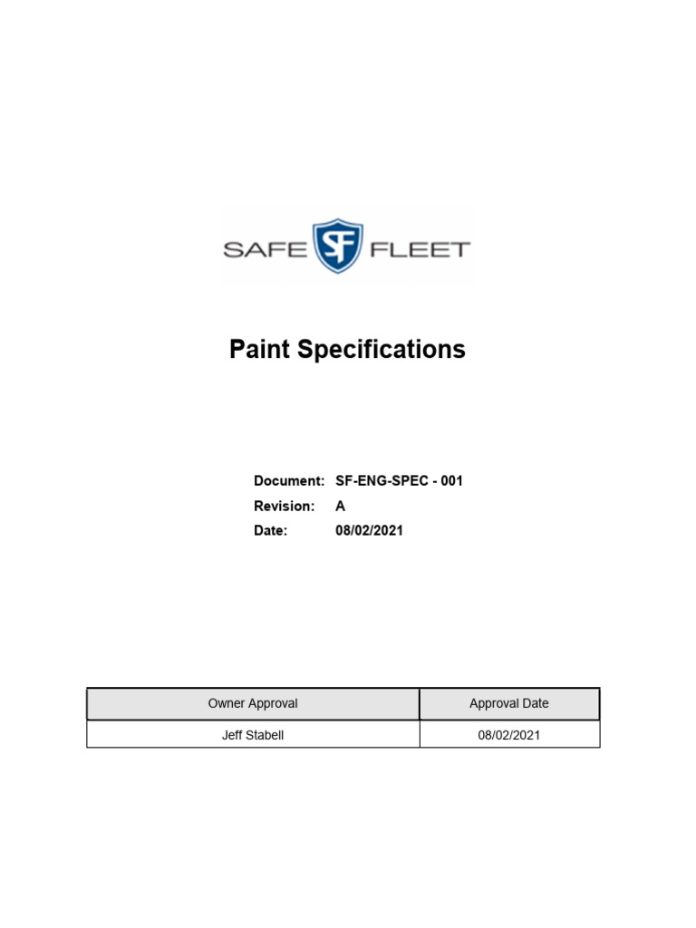 Safe Fleet Corporate Paint Coating Specifications SF ENG SPEC 001 Rev A ...