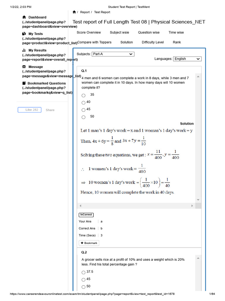 Net Physics Full Test 8 Solution | PDF | Physical Sciences ...
