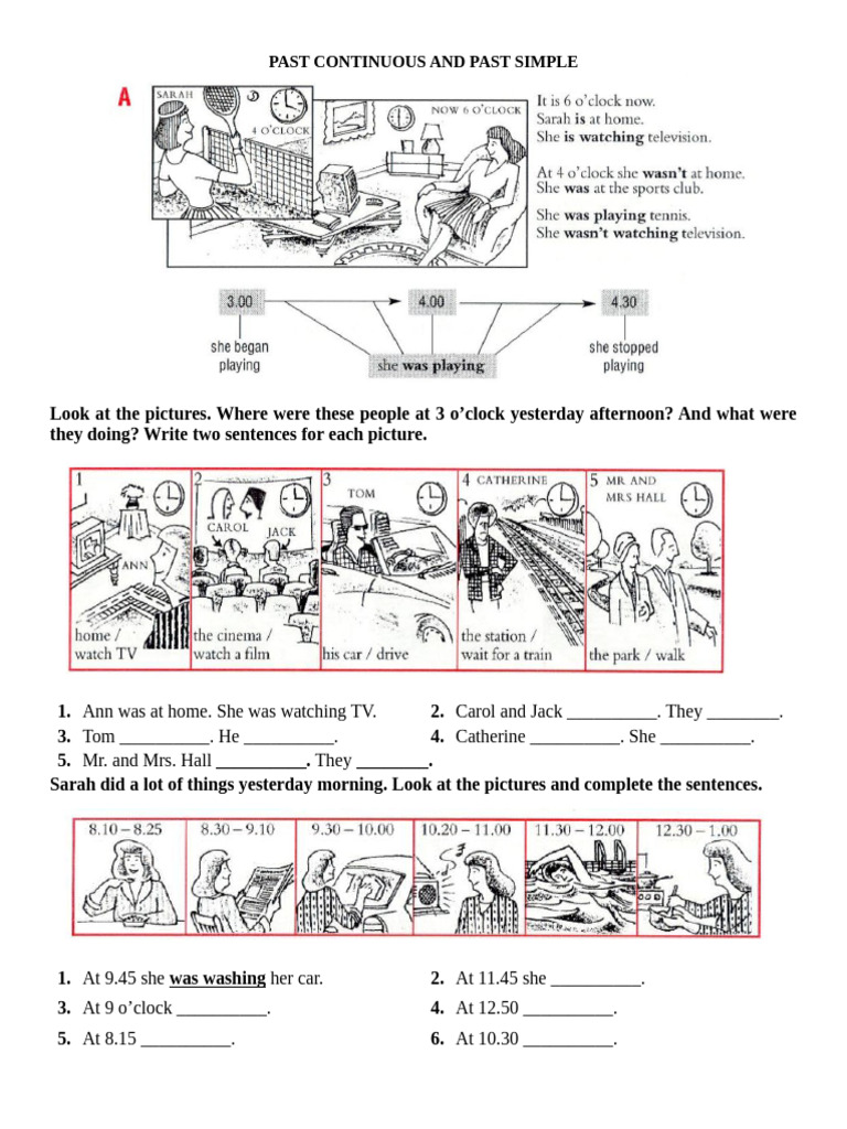 Past Continuous Worksheet Activities | PDF