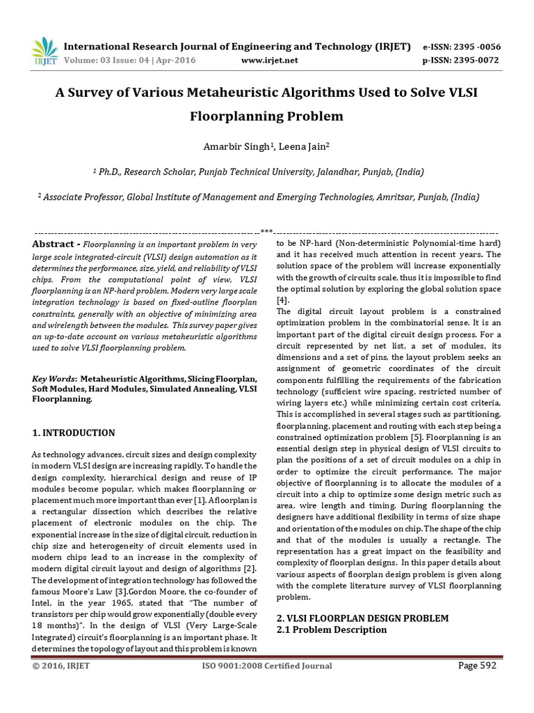Metaheuristic Algorithms for VLSI Floorplanning | PDF | Integrated Circuit