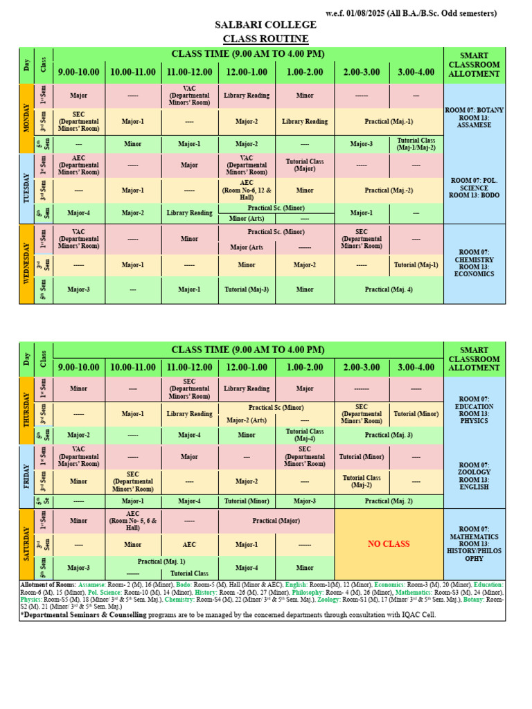 Salbari College Class Routine 2025 | PDF