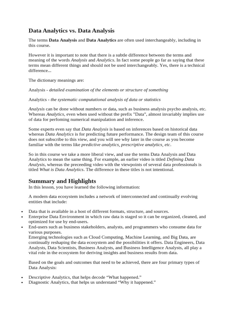 1.10 Summary | PDF | Analytics | Data