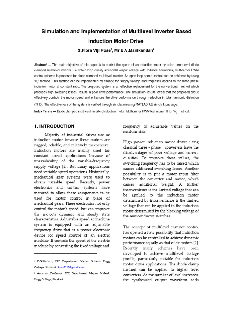 Multilevel Inverter for Induction Motor Control | PDF | Power Inverter ...