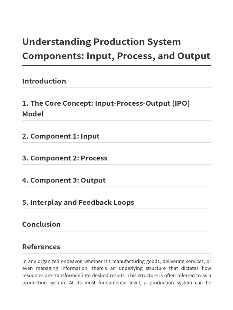 Production System: IPO Model Explained | PDF | System | Quality (Business)