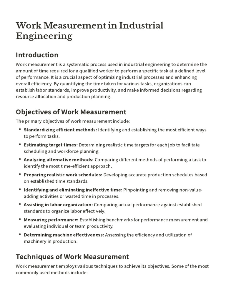 Work Measurement Techniques in Engineering | PDF | Business | Economies