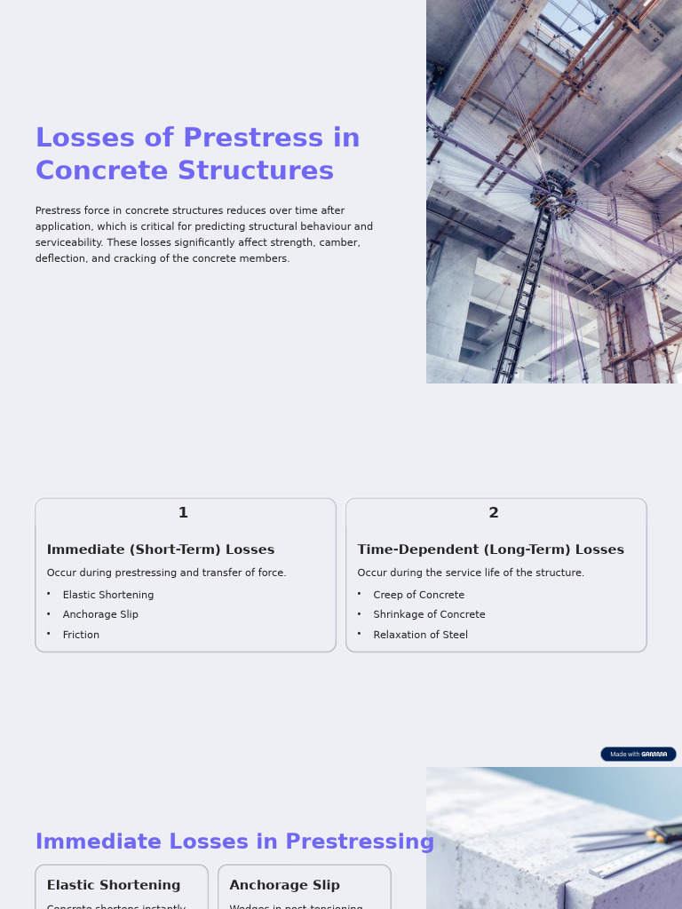 Losses of Prestress in Concrete Structures | PDF | Prestressed Concrete ...