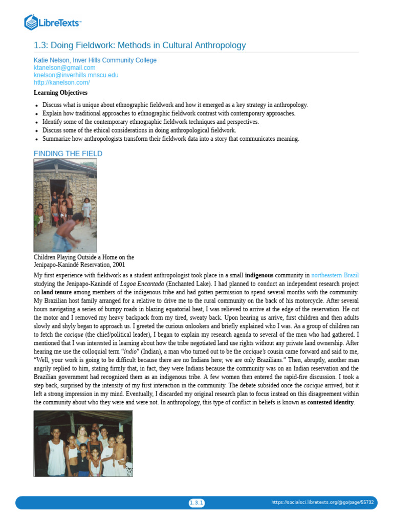 Ethnographic Fieldwork in Anthropology | PDF | Ethnography | Anthropology