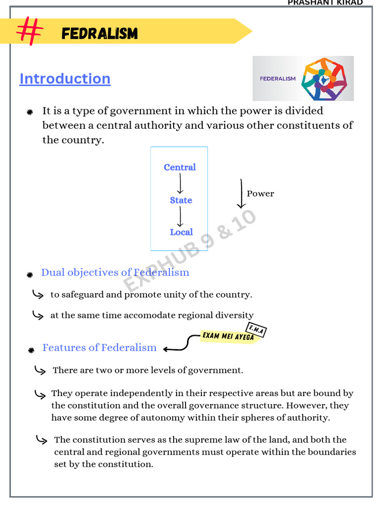 Federalism in India: Class 10 Notes | PDF | Political Science | Justice