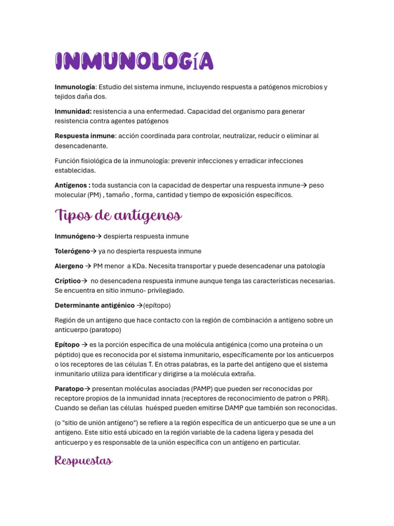 Fundamentos de Inmunología y Respuestas Inmunes | PDF | Sistema inmune ...