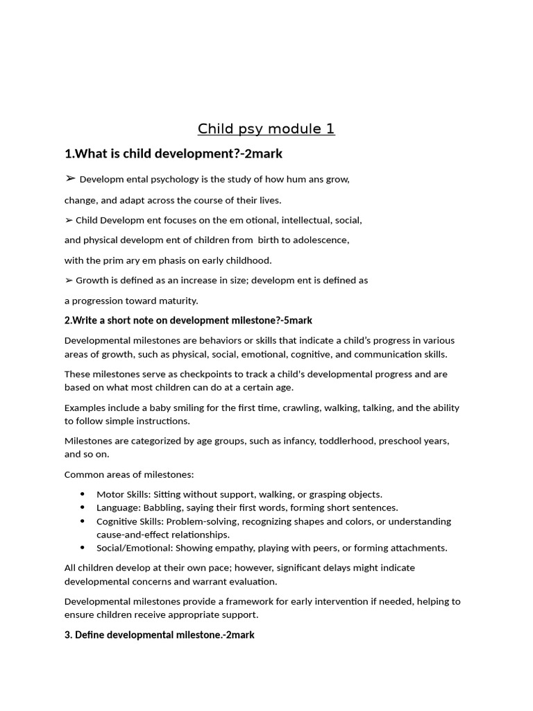 Understanding Child Development Milestones | PDF | Child Development ...