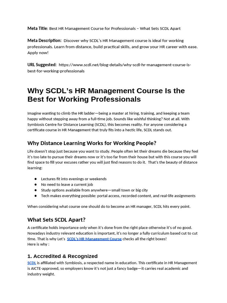 SCDL's Top HR Management Course | PDF | Employee Retention | Business