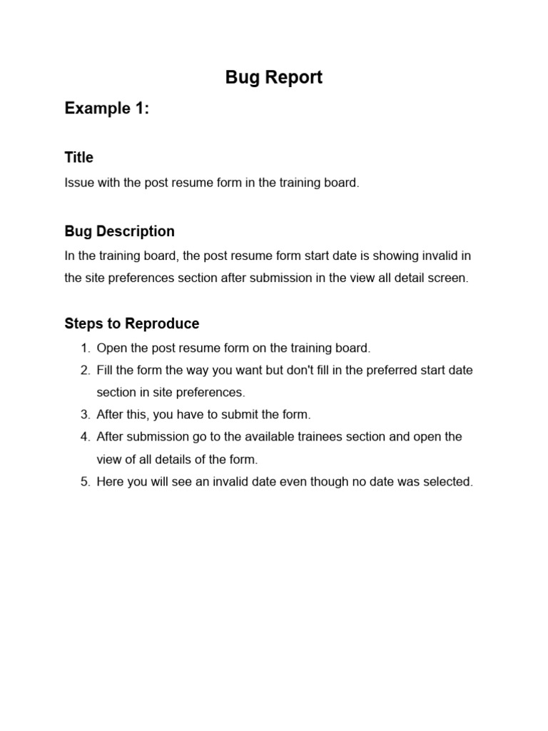 Bug Report: Form and Navigation Issues | PDF | Software | Computer ...