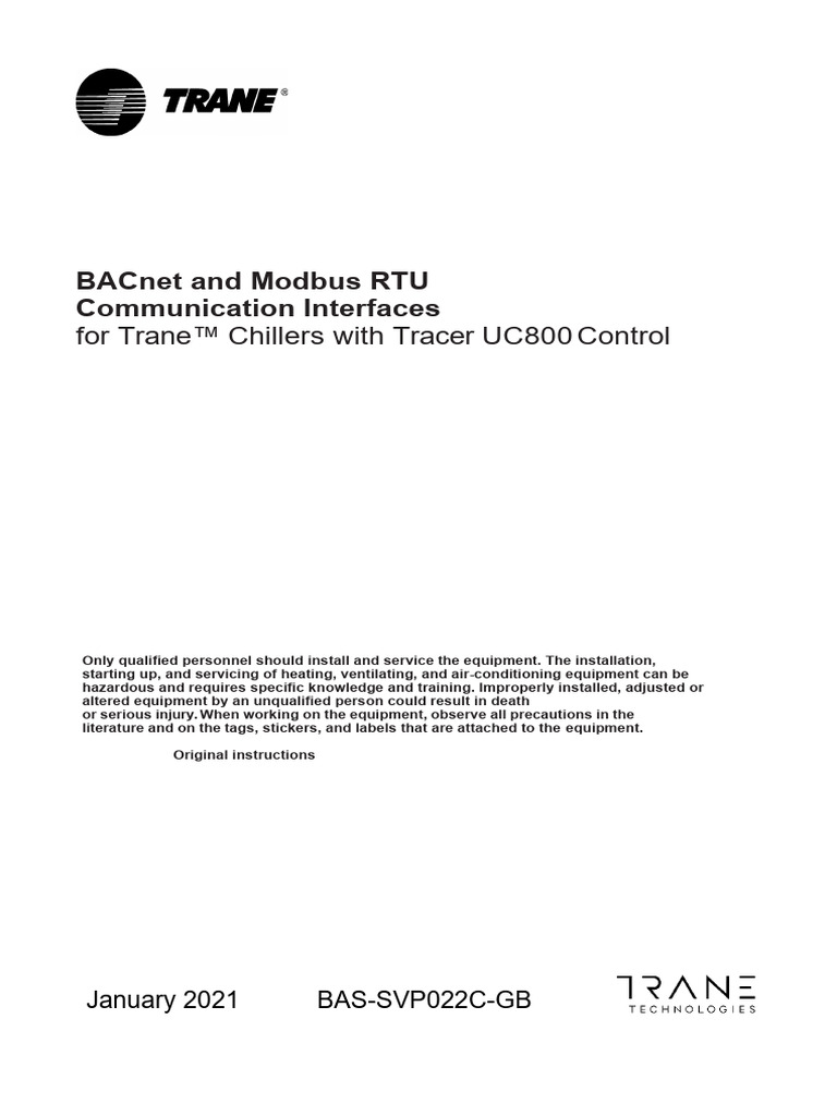 Trane UC800 BACnet/Modbus Guide | PDF | Network Protocols | Information ...