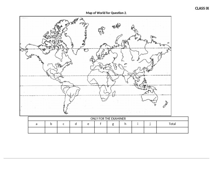World Map Exam Paper for Class IX | PDF