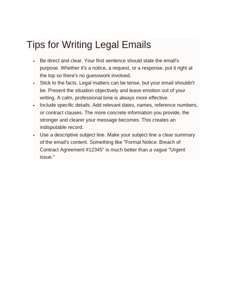 Tips For Writing Legal Emails | PDF