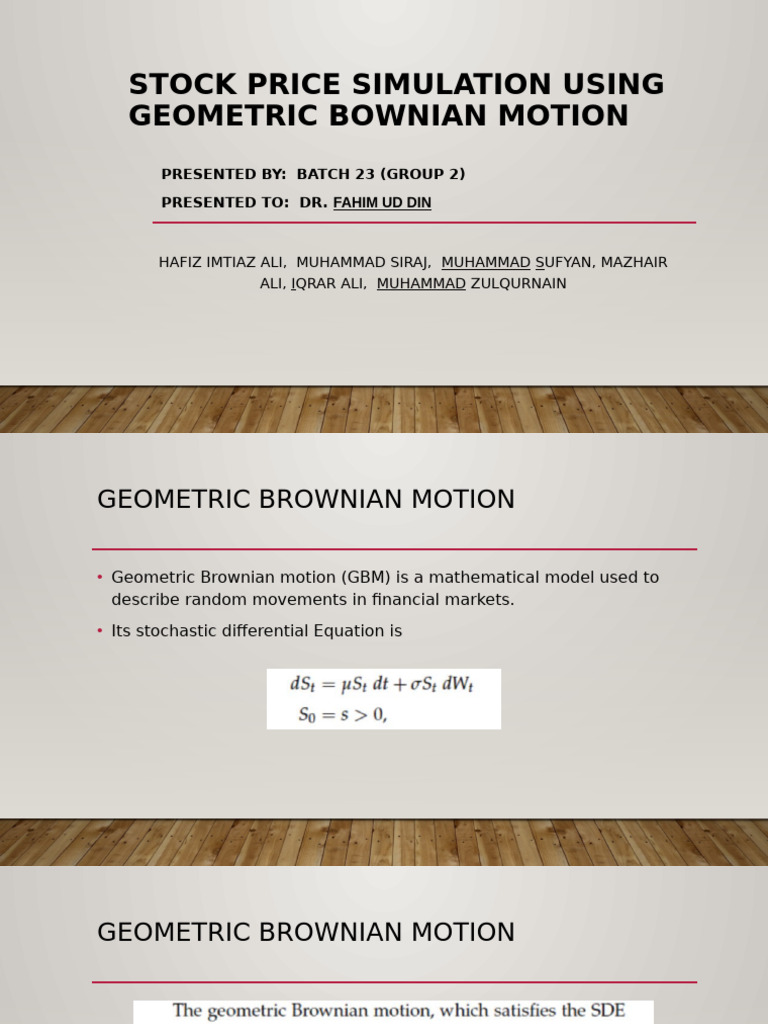 Stock Price SimulatioN Using Geometric Bownian Motion | PDF