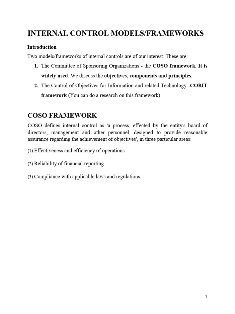 COSO Framework: 5 Internal Control Elements | PDF | Internal Control | Risk