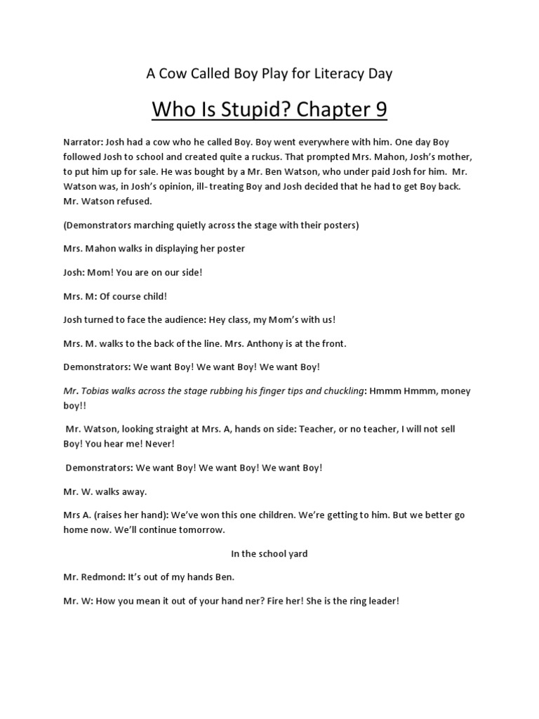 A Cow Called Boy Play for Literacy Day Ocio