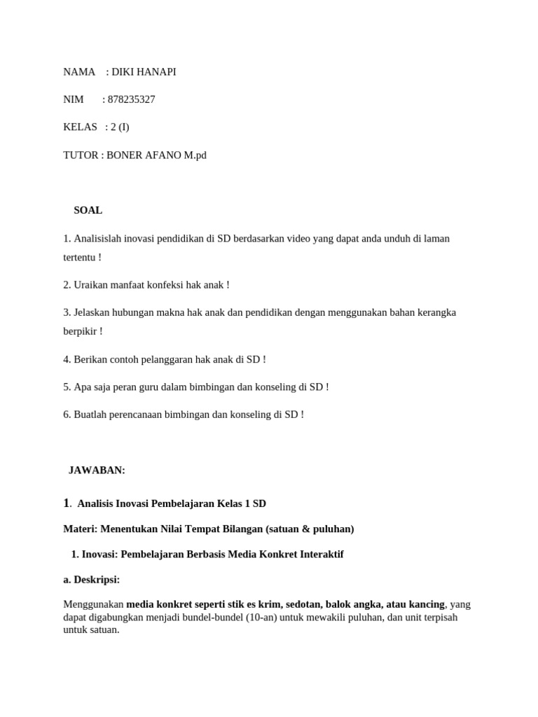 Inovasi Pendidikan dan Hak Anak di SD | PDF