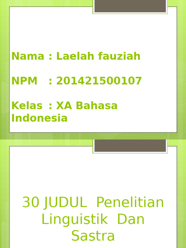30 Judul Penelitian Linguistik dan Sastra | PDF