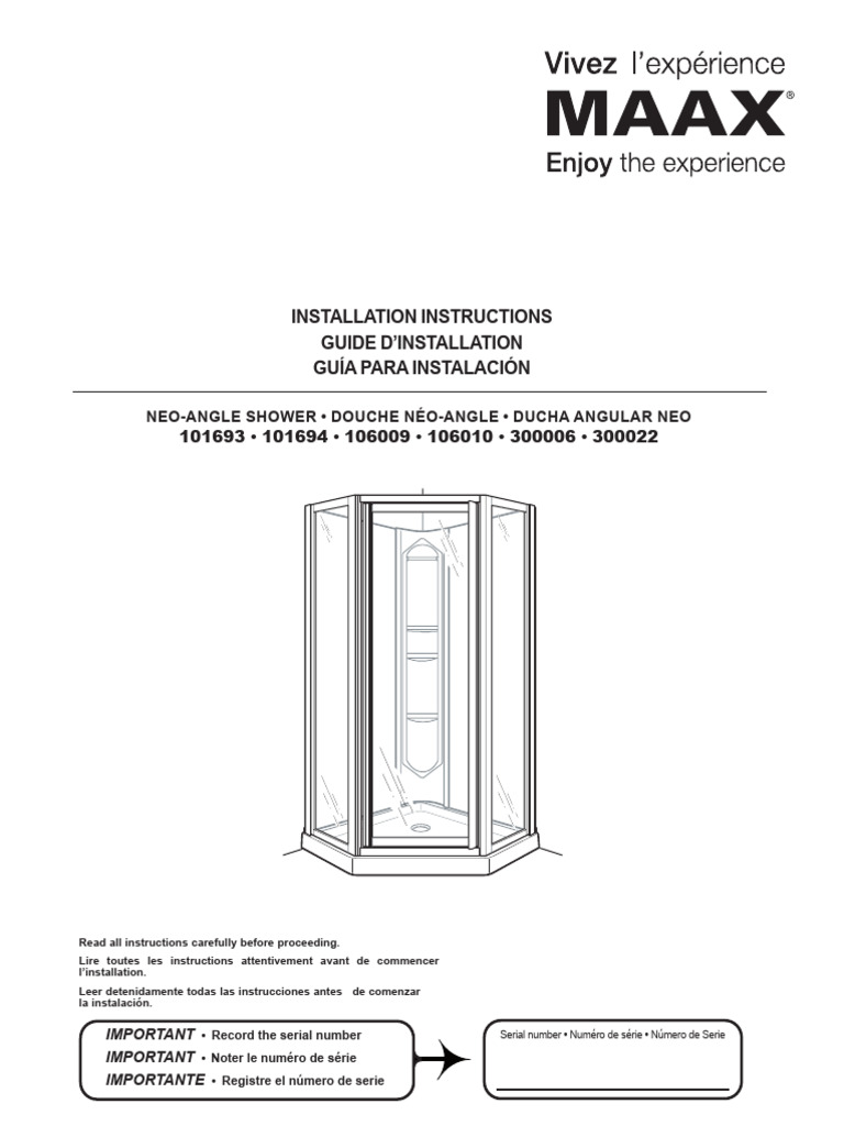 Instructions d'installation douche néo-angle | PDF | Matériaux