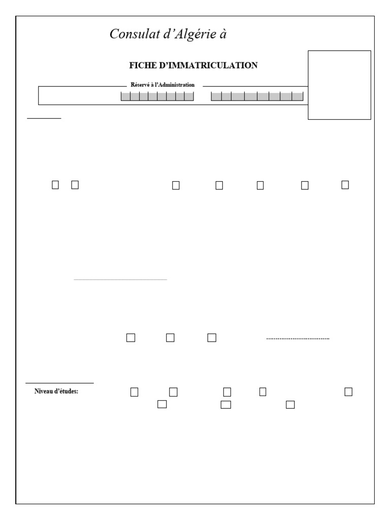 Fiche d'immatriculation consulaire Algérie | PDF | Institutions sociales