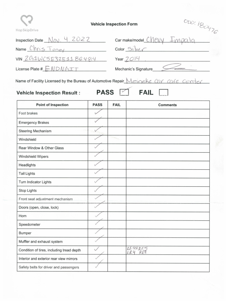 HSD Vehicle Inspection 2022 | PDF