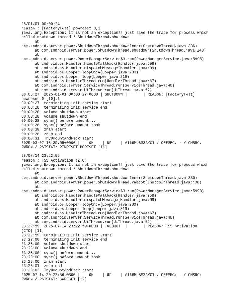 Android Shutdown and Reboot Logs | PDF | Embedded Linux Distributions