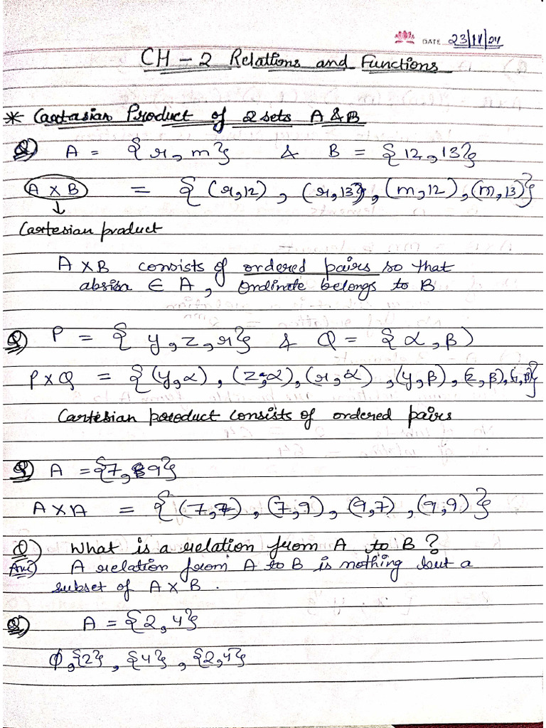 Ch-2 Relations and Function | PDF
