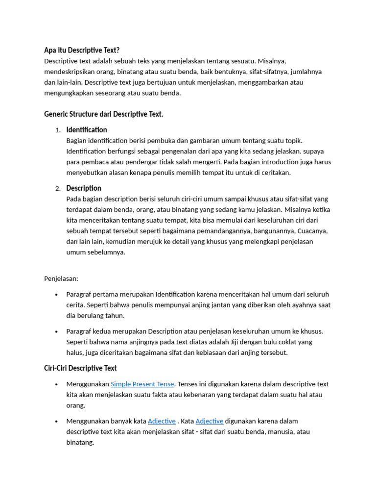 Pengertian dan Struktur Descriptive Text | PDF