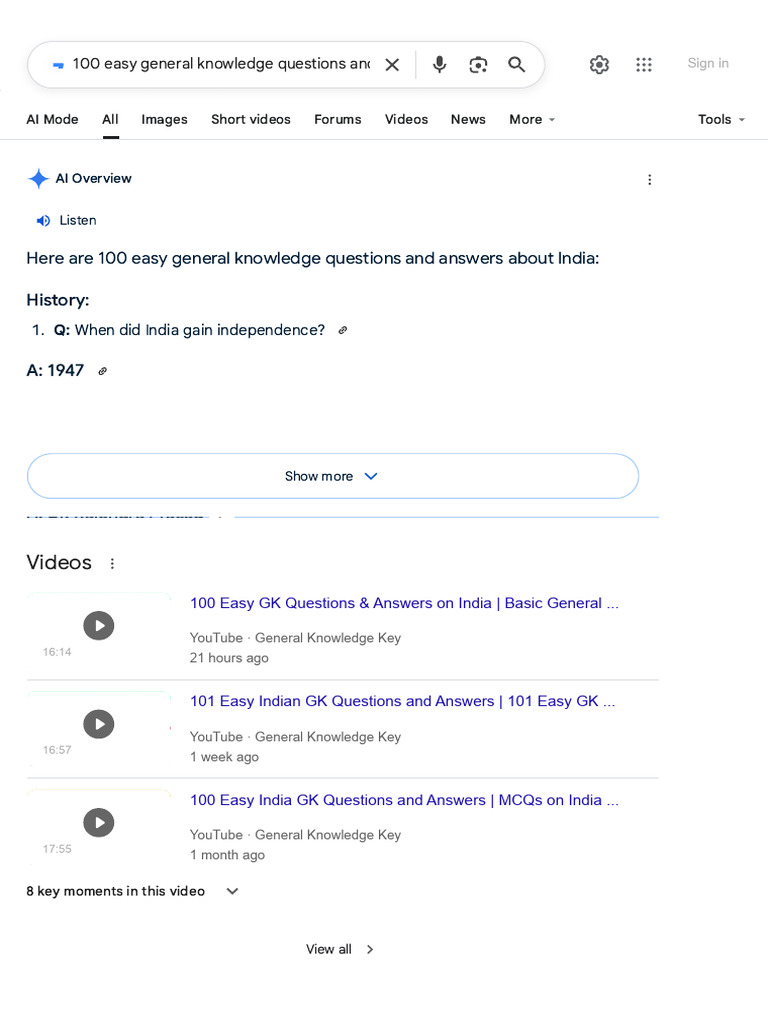 100 Easy GK Questions About India | PDF