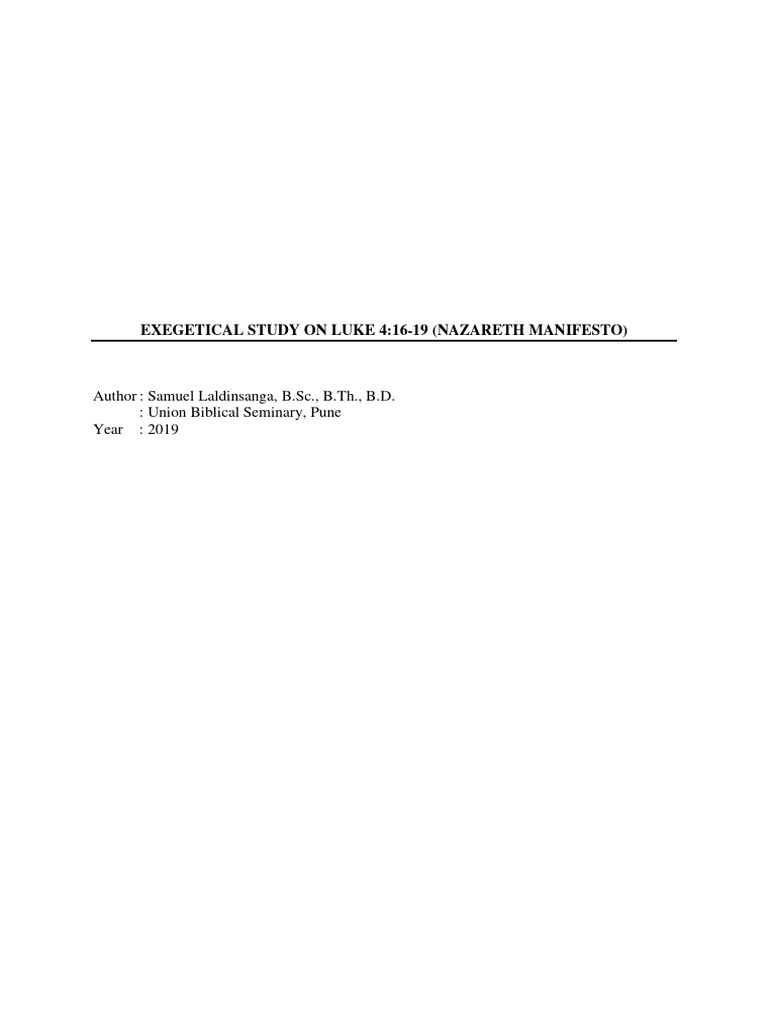 Exegesis of Luke 4:16-19 Analysis | PDF | Acts Of The Apostles | Gospel ...