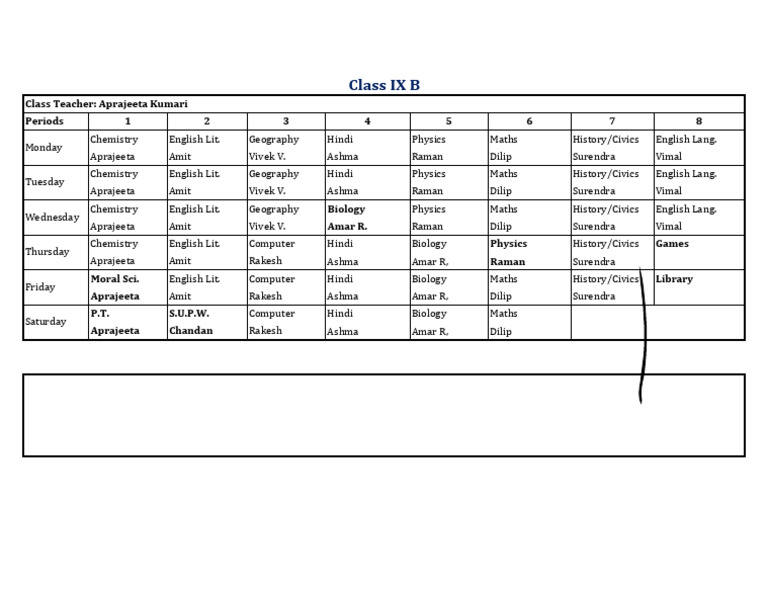 Class 09 B - StudentsTimeTable 2025-26 - 2 | PDF