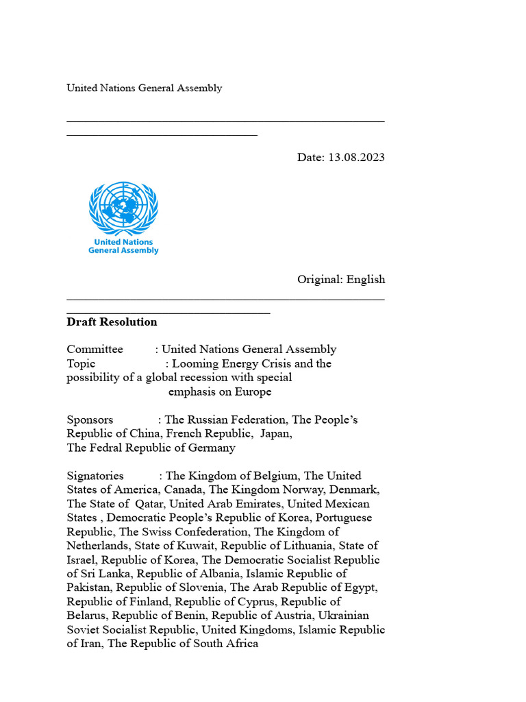 United Nations General Assembly | PDF | Infrastructure | Energy Development