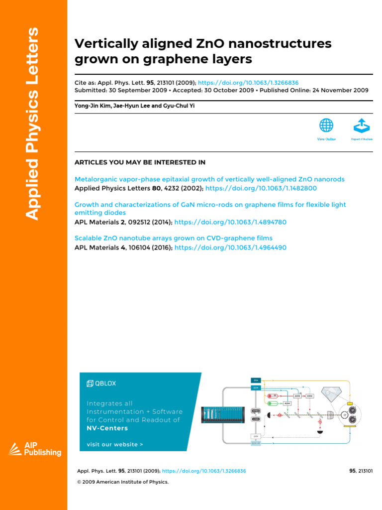 Vertically Aligned ZnO on Graphene | PDF | Graphene | Zinc Oxide