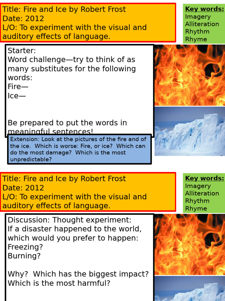 Fire and Ice by Robert Frost | PDF | Poetry | Rhyme