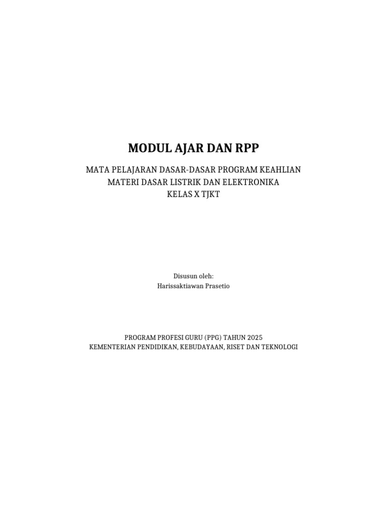 Sampul Dan RPP Lengkap PPG TJKT Harissaktiawan | PDF