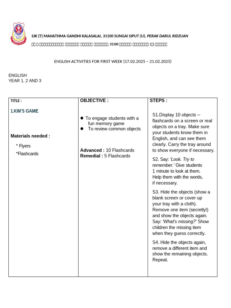 English Activities for Primary Students | PDF | Linguistics