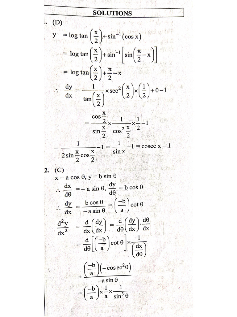 Solutions of Differentiation | PDF