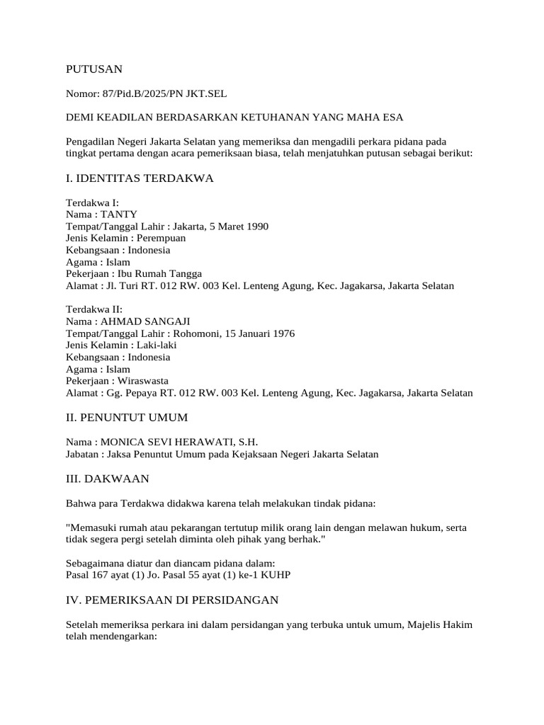 Putusan Pidana Tindak Pidana Hukum | PDF