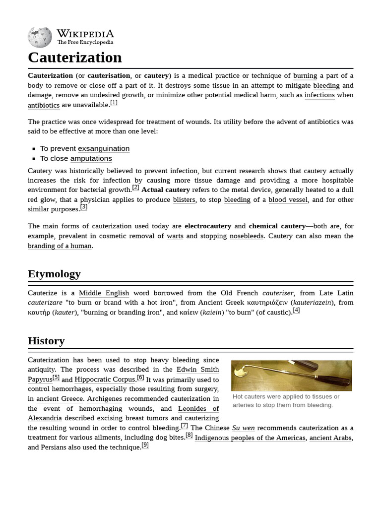 Cauterization | PDF | Clinical Medicine | Surgery